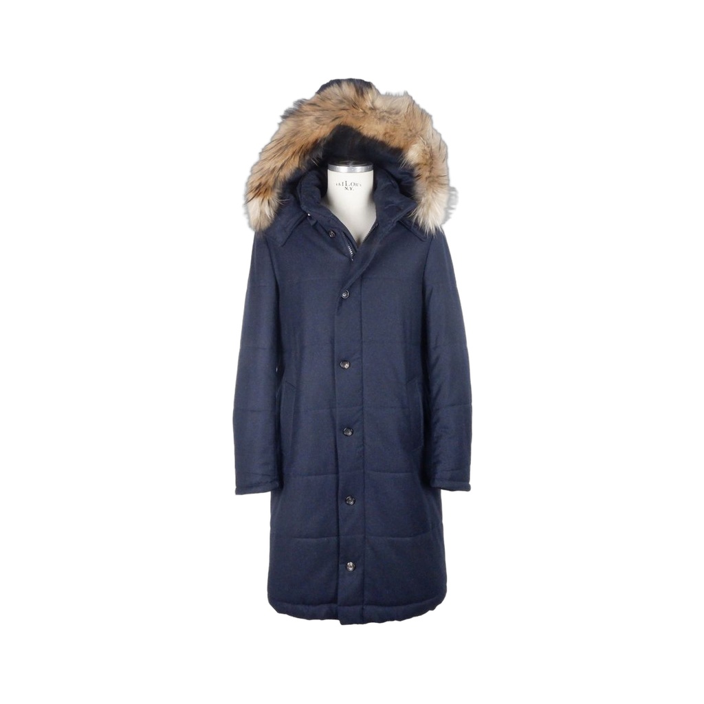 Blue Wool Men's Raincoat