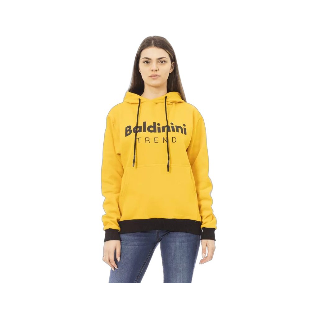 Yellow Cotton Women Hoodie