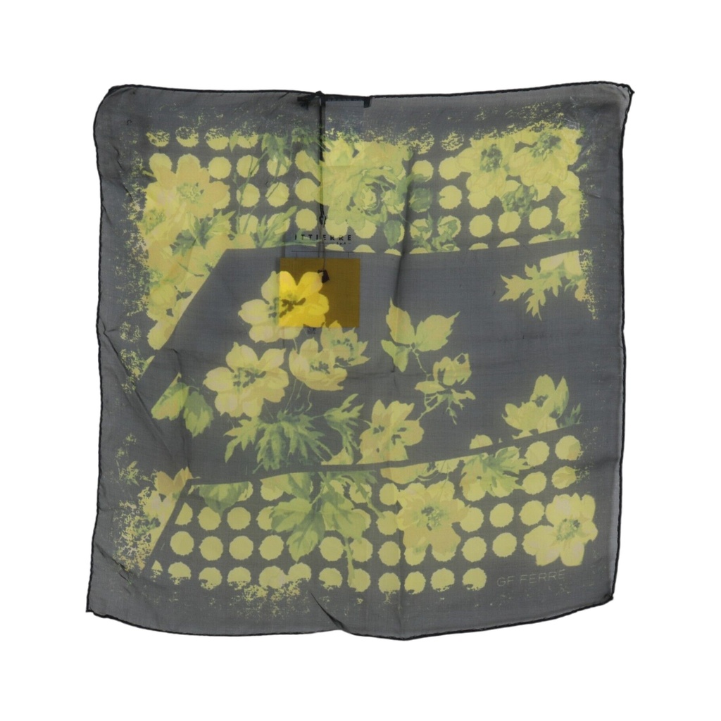 Black Yellow Floral Wrap Shawl Foulard Scarf