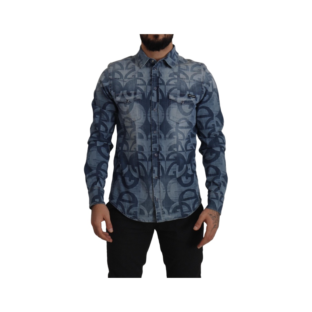 Elegant Slim Fit Casual Blue Men's Shirt