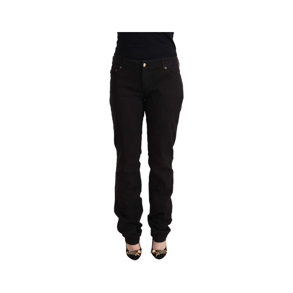 Sleek Mid-Waist Slim Fit Black Jeans