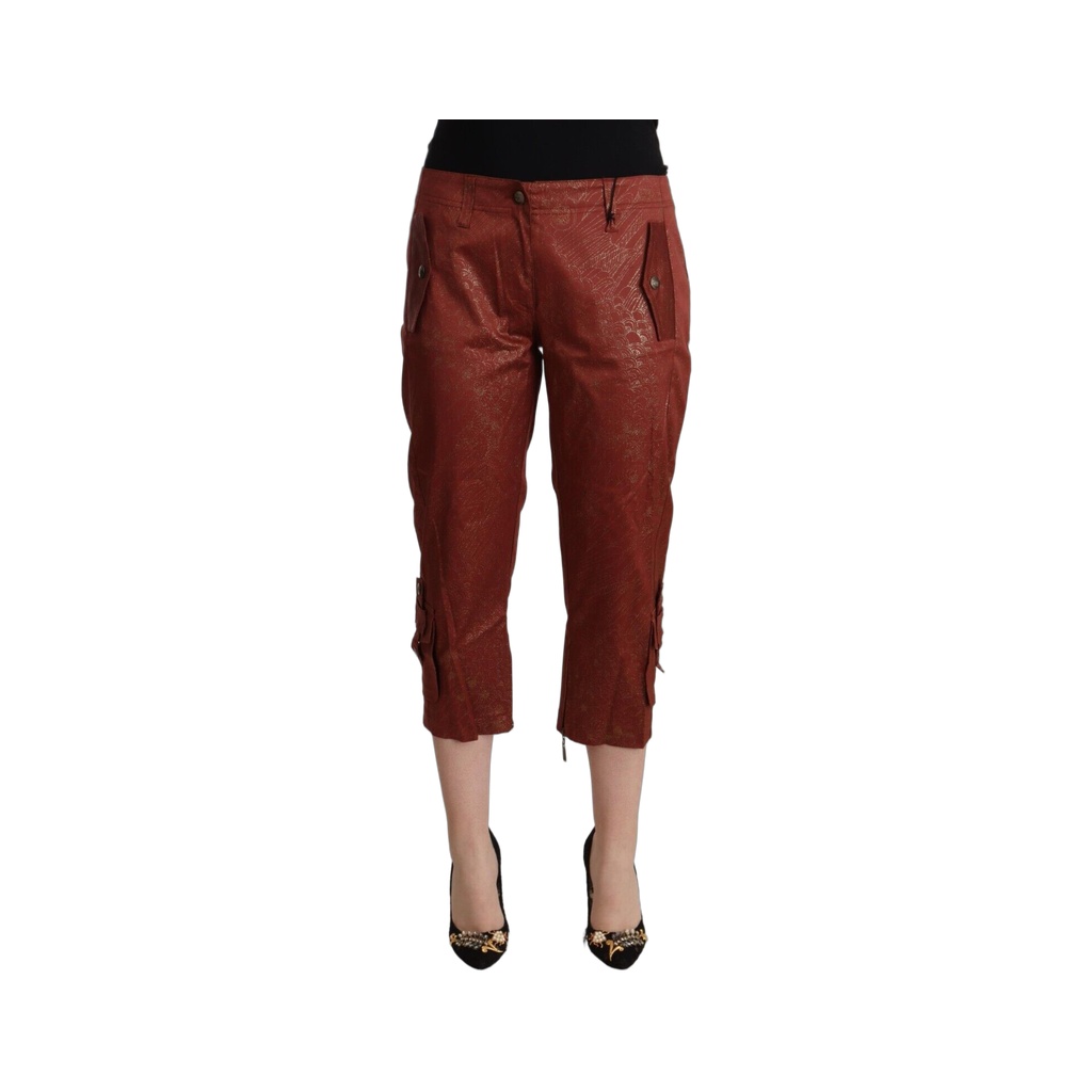 Chic Brown Cropped Cotton Pants