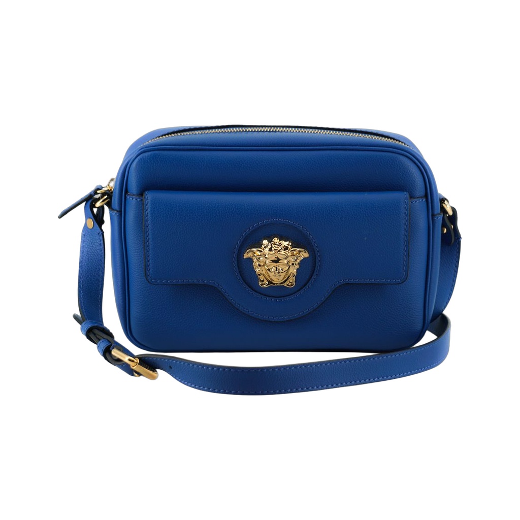 Elegant Blue Calf Leather Camera Case Bag