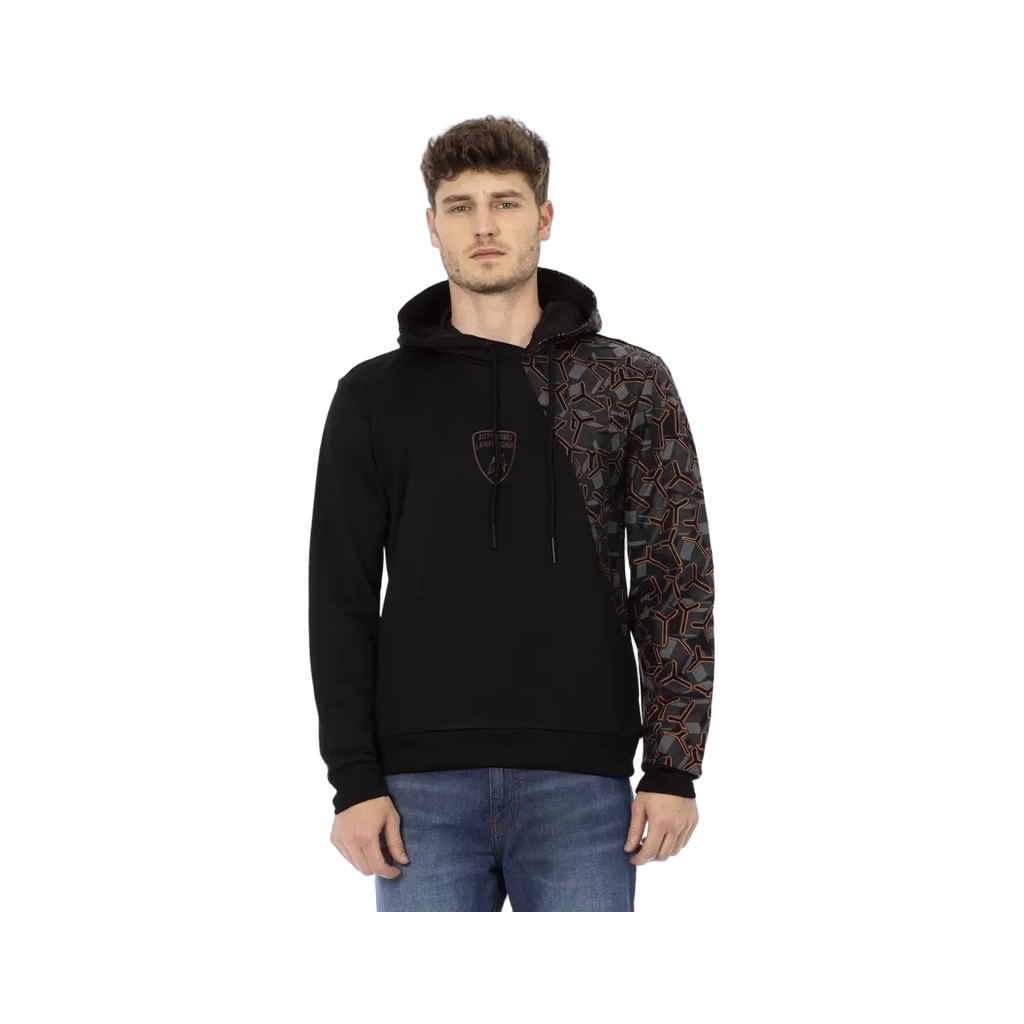 Black Cotton Men's Hooded Sweater