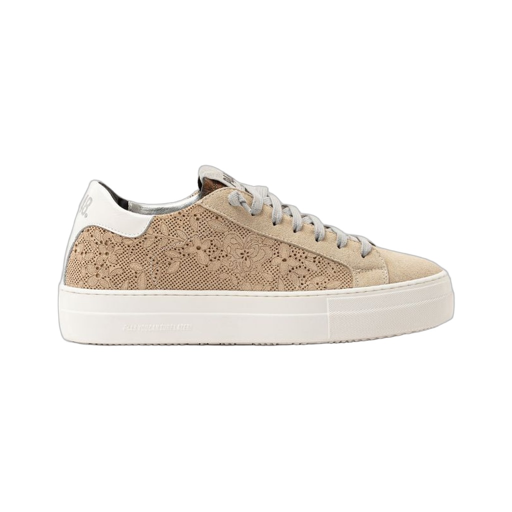 Beige Leather Athletic Sneakers