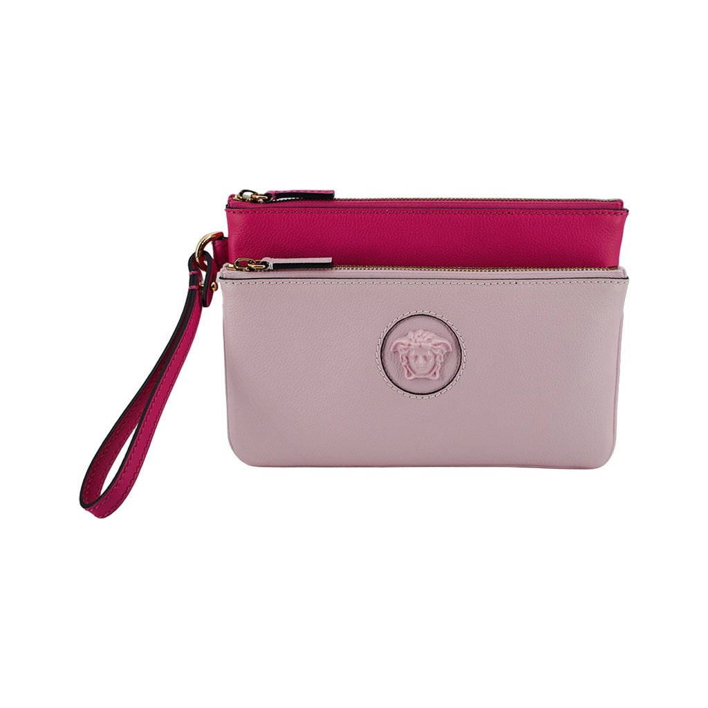 Elegant Pink Leather Pouch Clutch