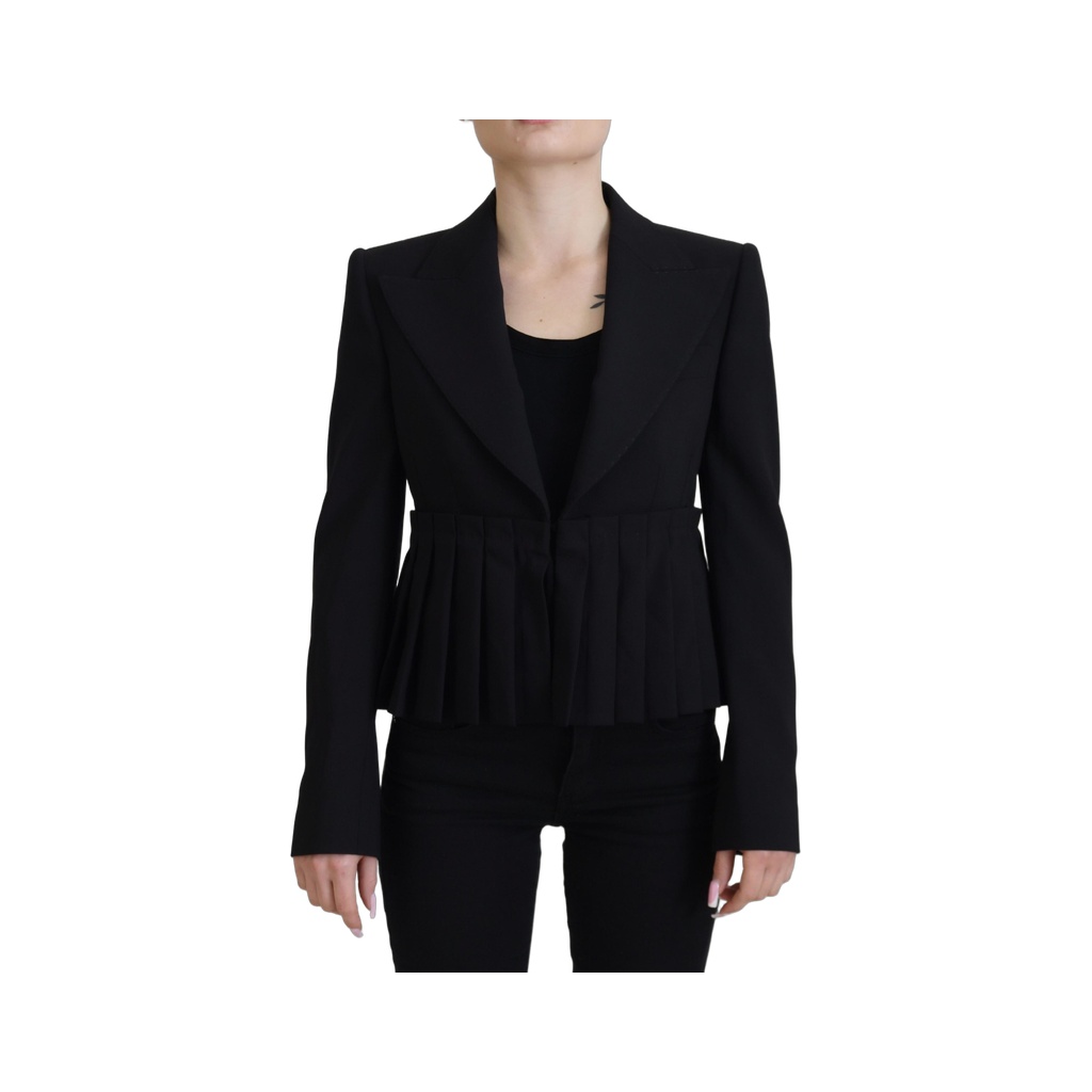 Black Single Breasted Fit Blazer Wool Jacket