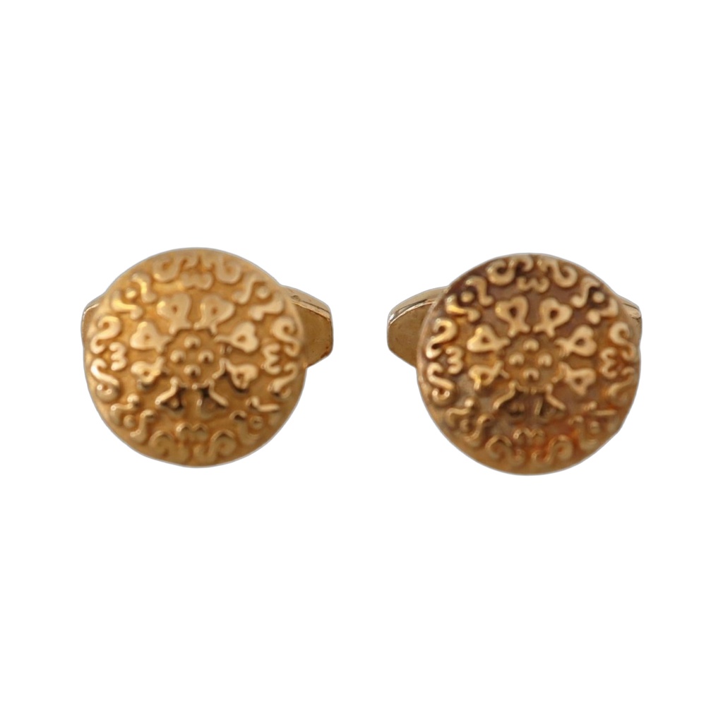 Gold Plated Brass Round Pin Men Cufflinks