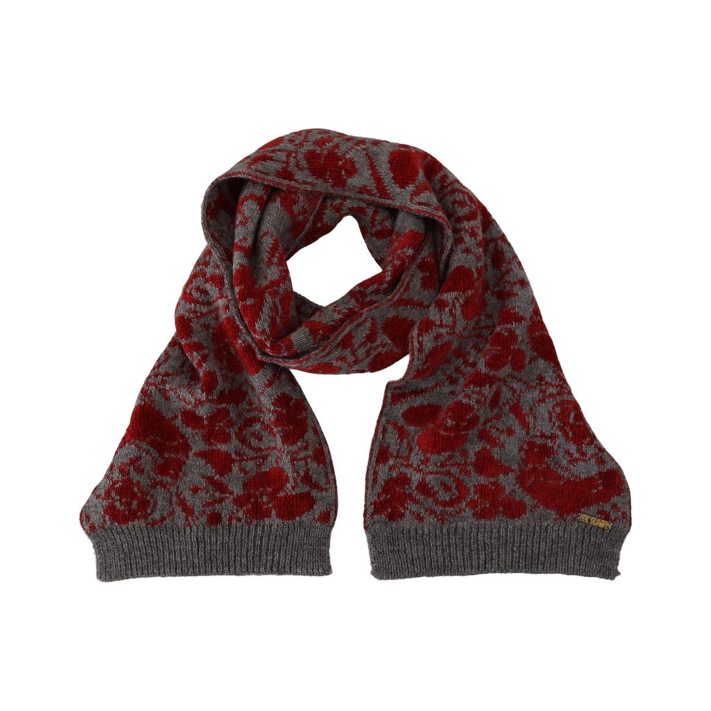 Red Grey Knitted Wrap Warmer Womens Shawl Scarf
