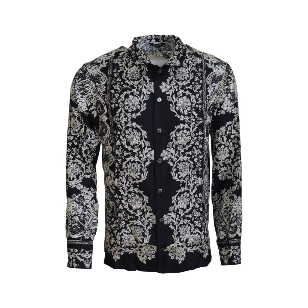Elegant Satin Floral Baroque Shirt