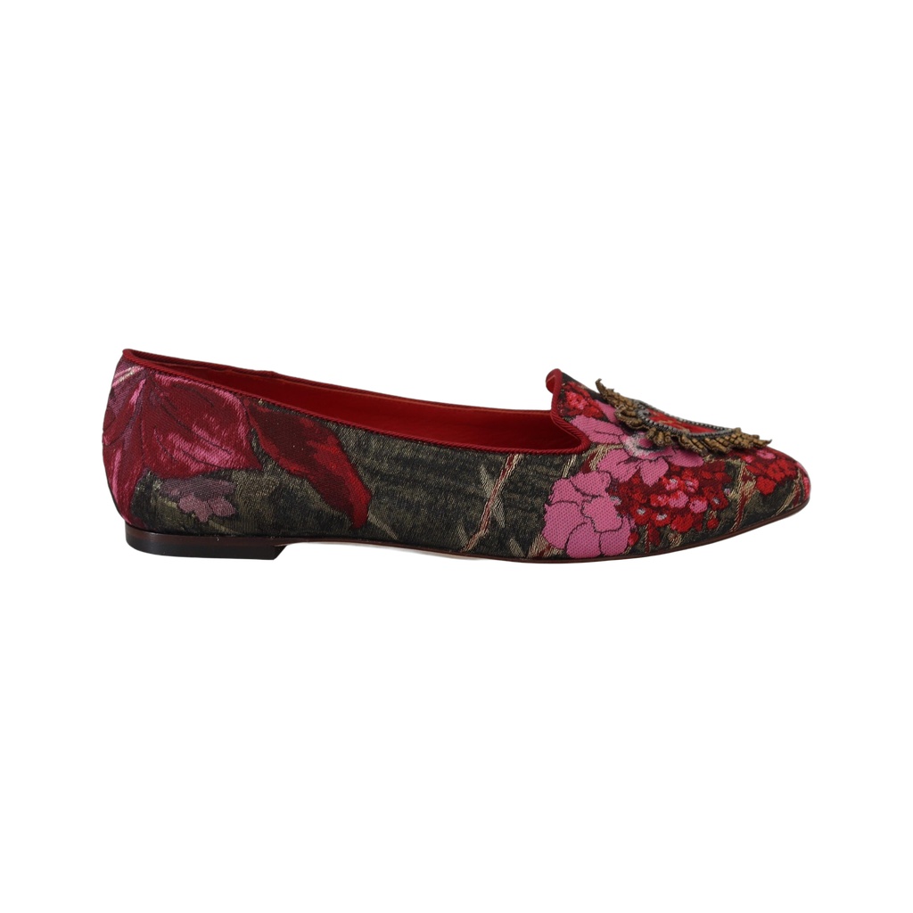 Multicolor Jacquard Sacred Heart Patch Slip On Shoes