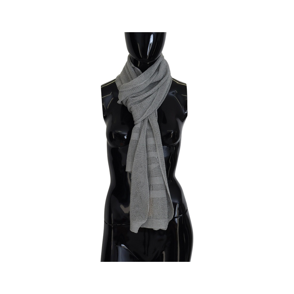 Gray Logo Knitted Neck Wrap Shawl Foulard Scarf