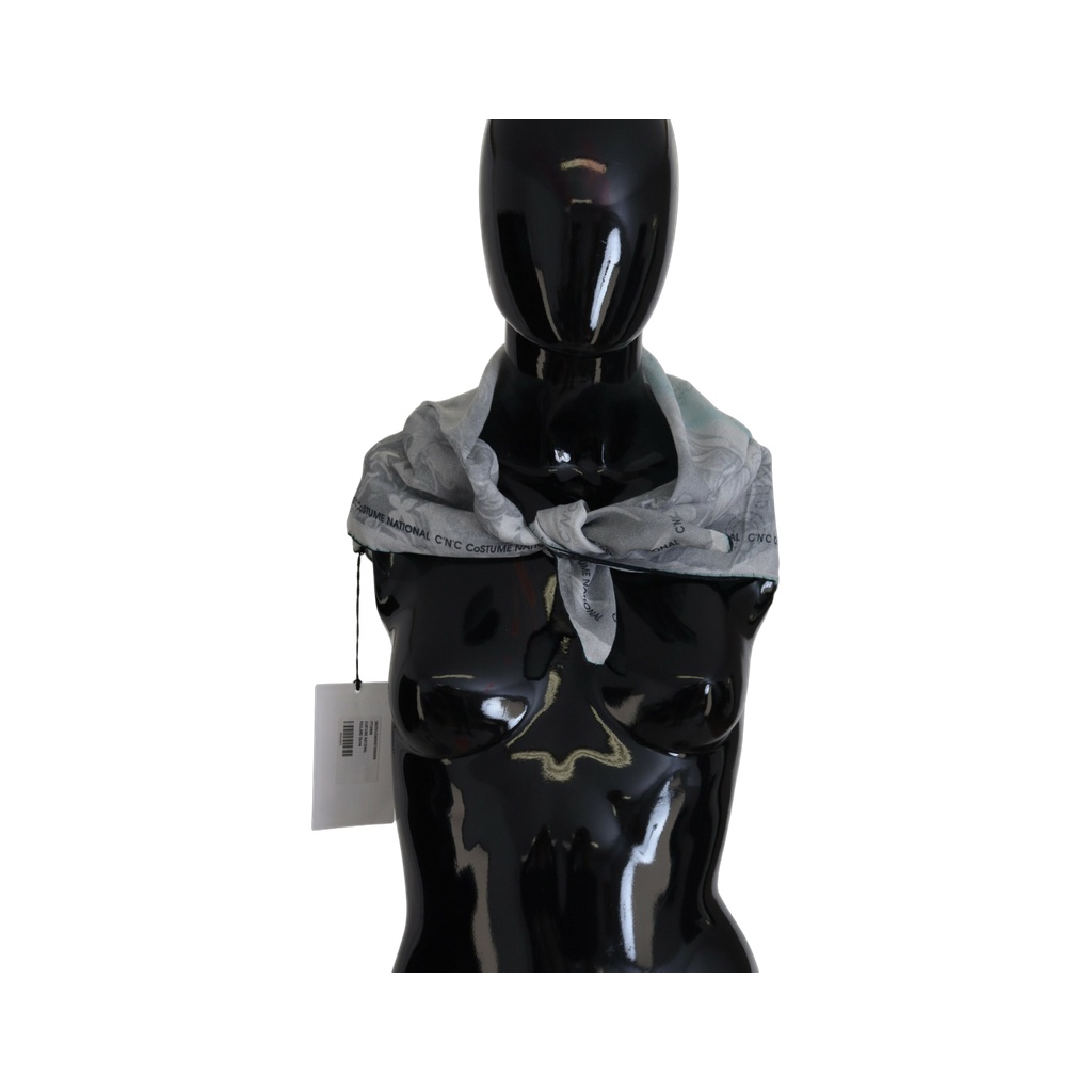 Gray Print Shawl Foulard Branded Scarf