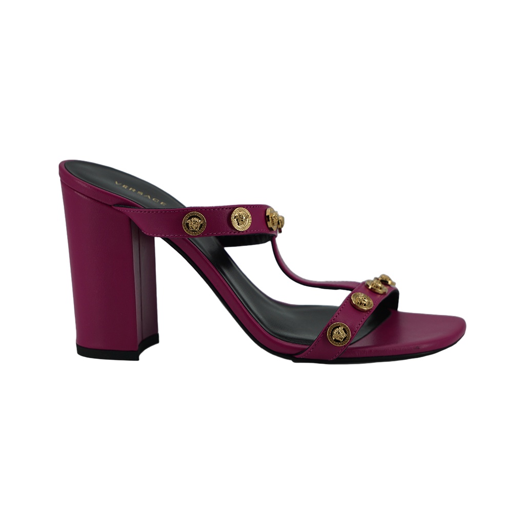 Elegant Purple Calf Leather High Sandals
