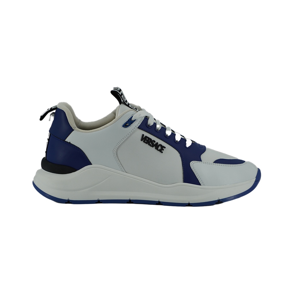 Elegant Blue and White Leather Sneakers