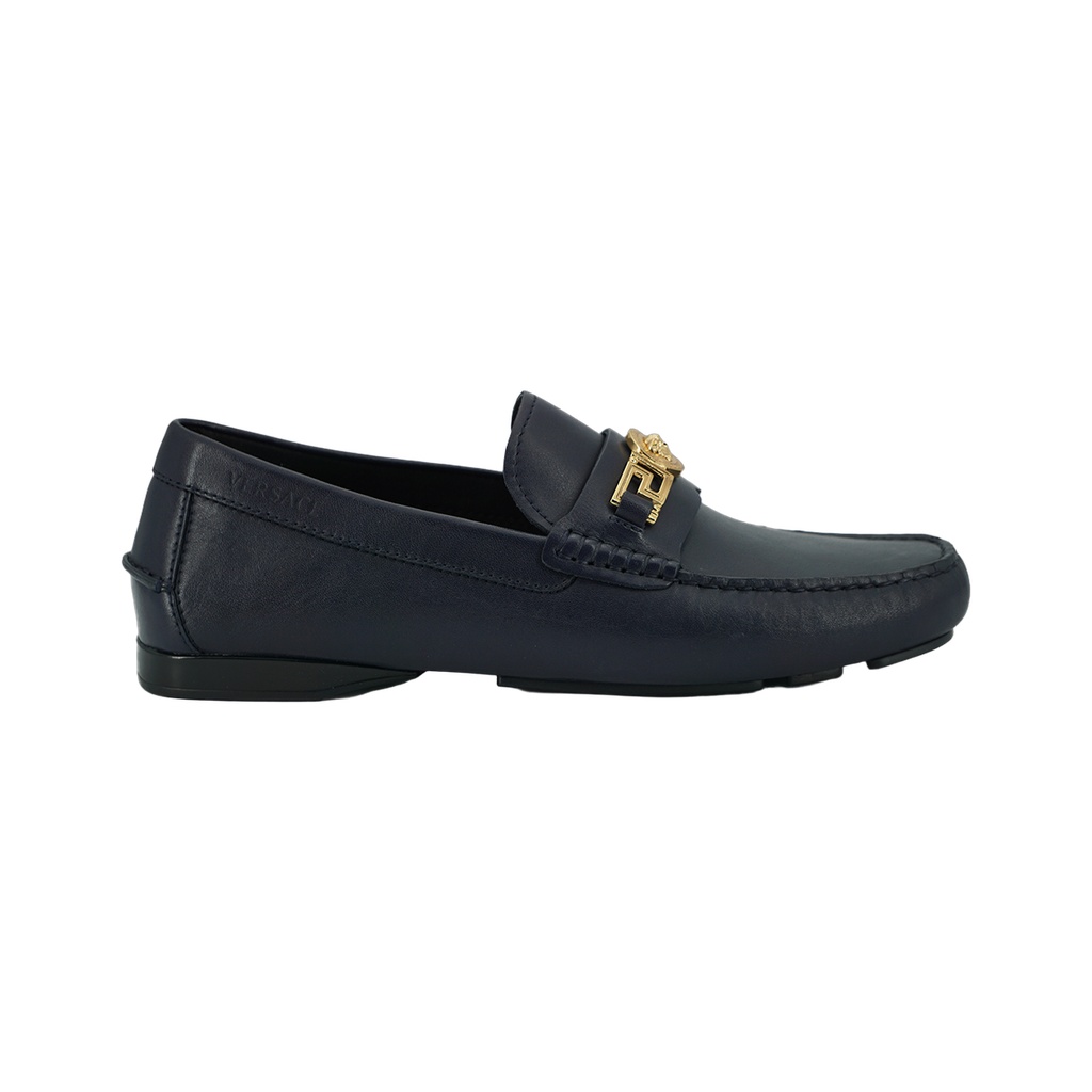 Elegant Navy Blue Calf Leather Loafers