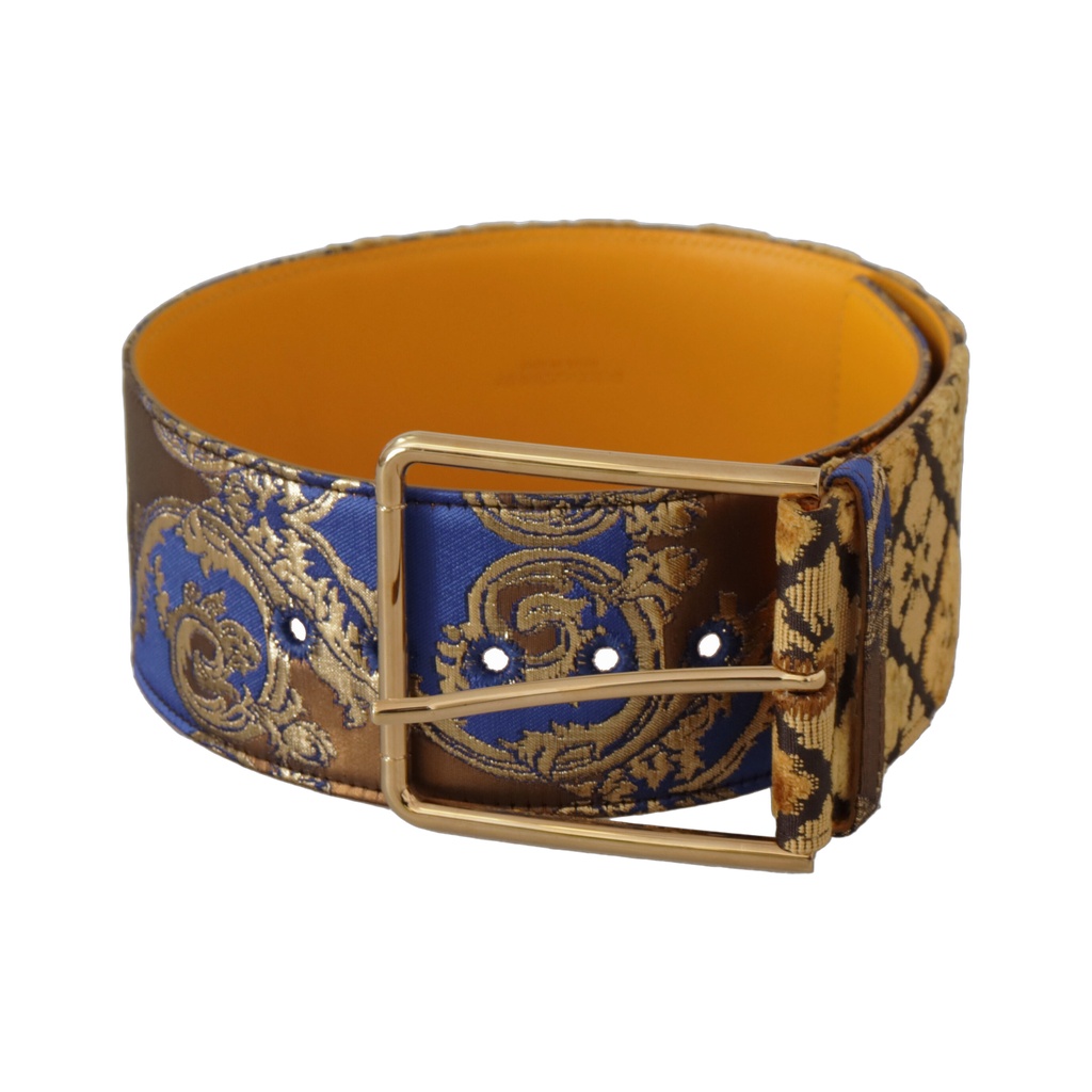 Elegant Blue Leather Belt with Metal Buckle