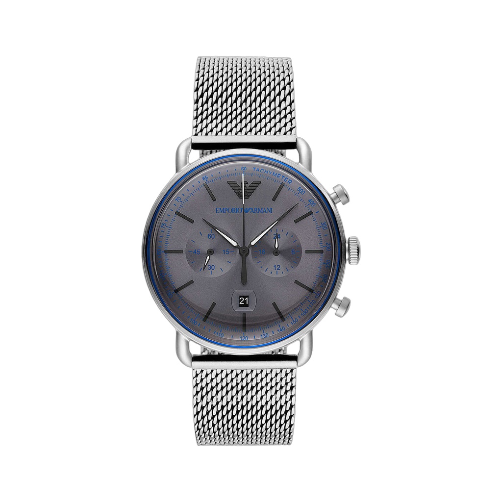 Sophisticated Silver Steel Chronograph Watch