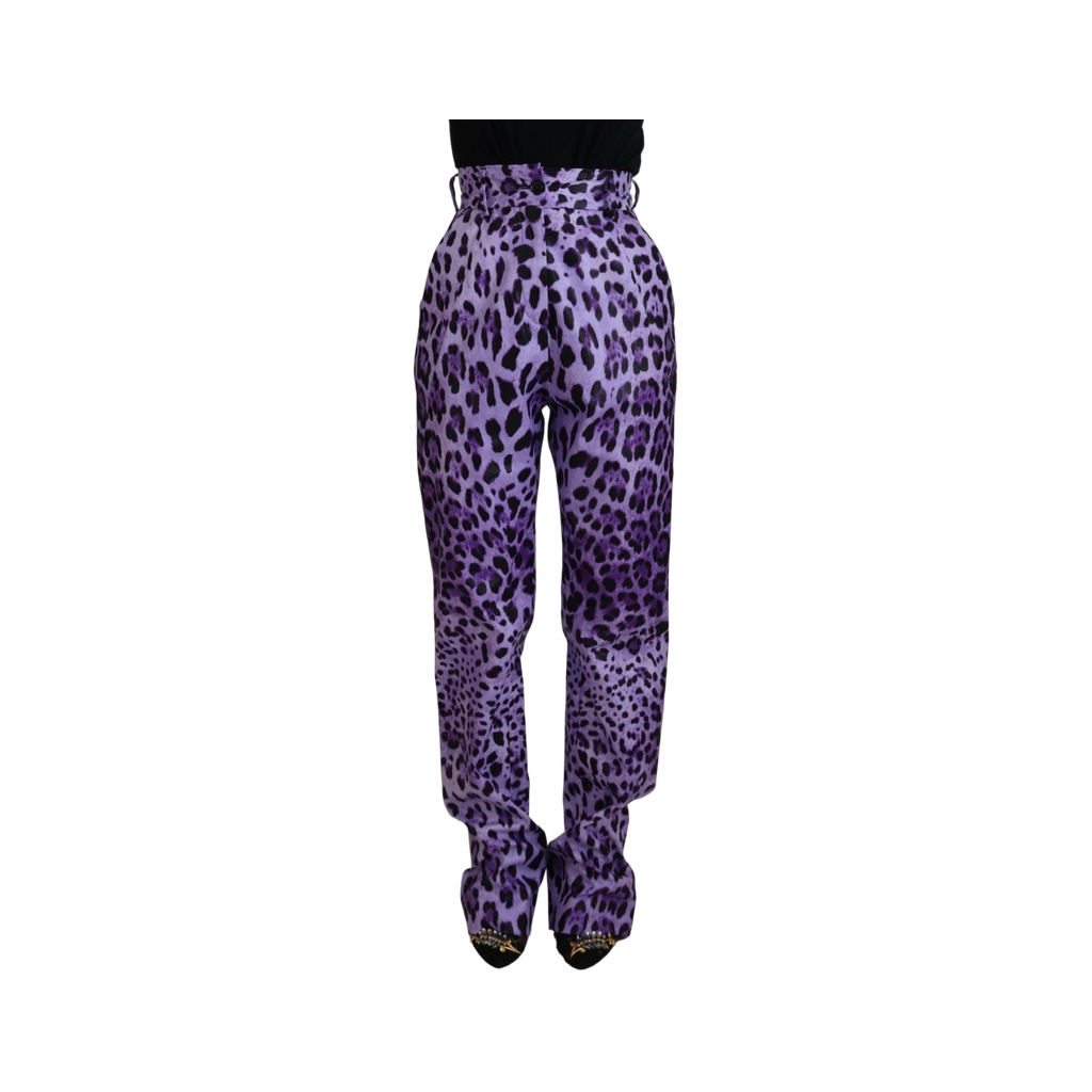 Elegant High Waist Straight Purple Pants