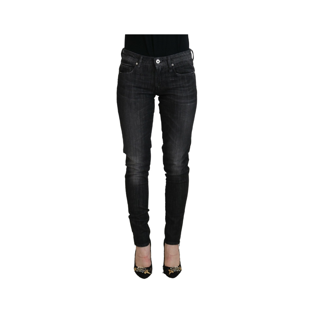 Black Cotton Low Waist Skinny Women Casual Jeans