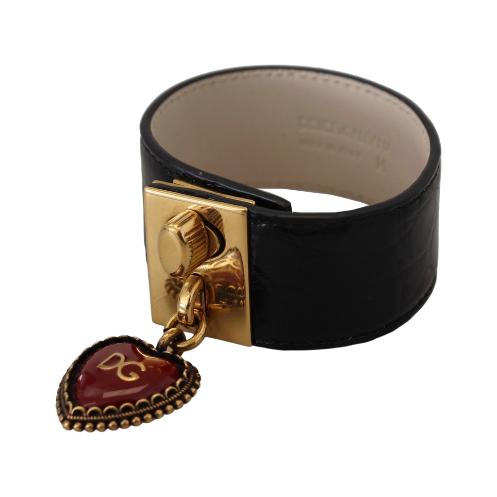 Elegant Black Leather Gold Detail Bracelet
