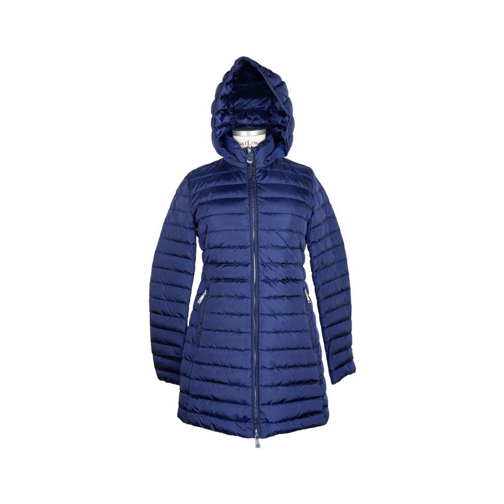 Elegant Blue Down Puffer Jacket with Hood