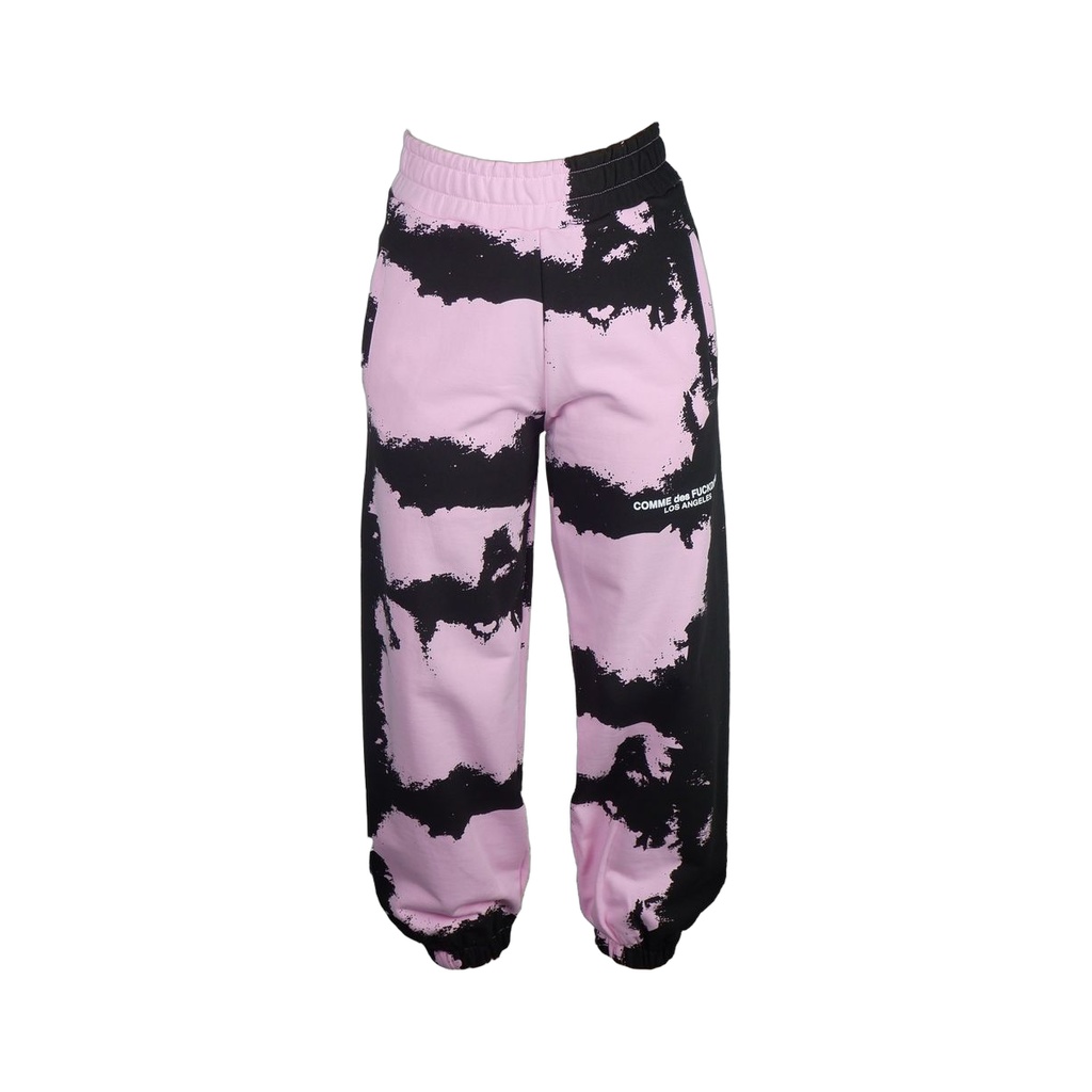 Chic Pink Print Cotton Track Pants