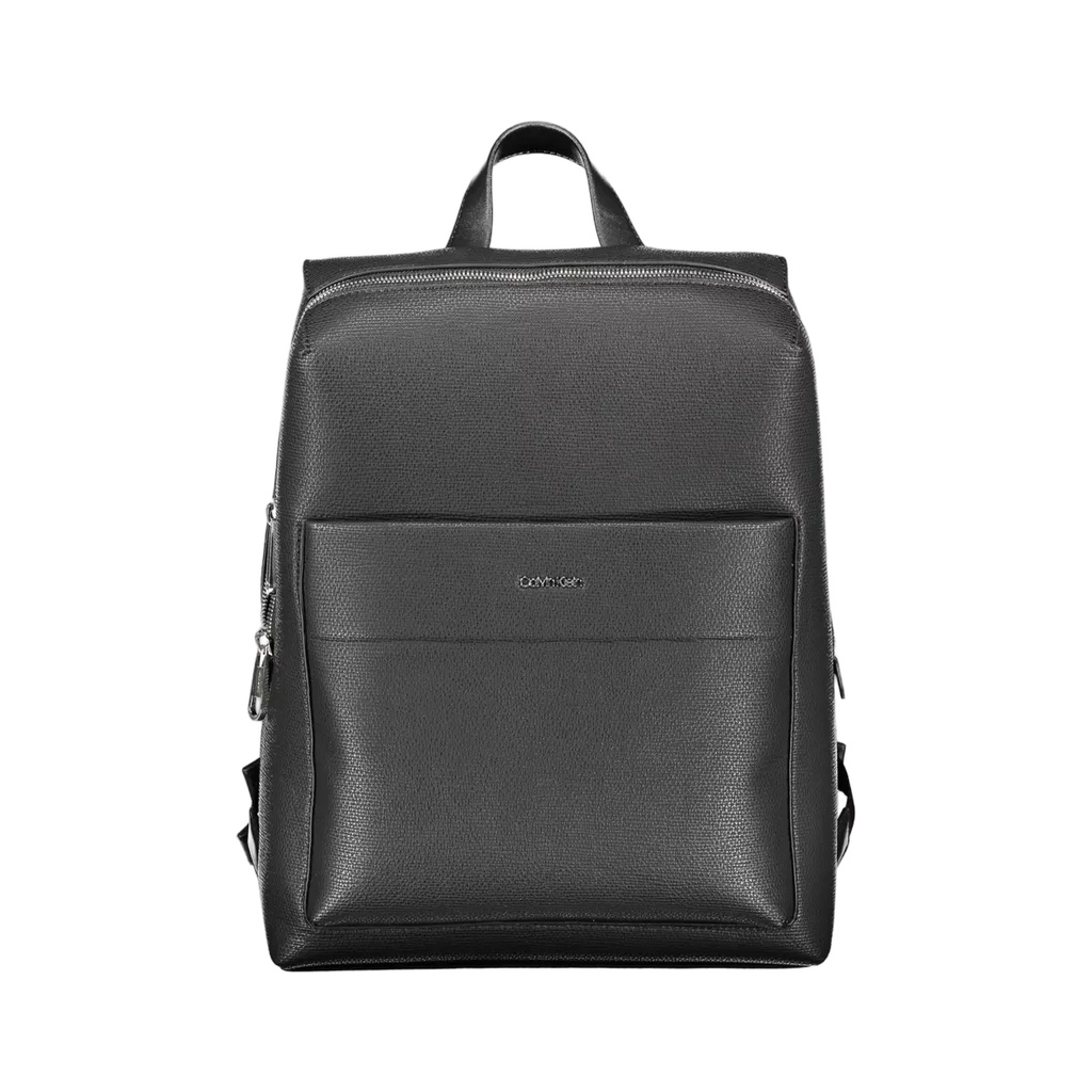 Black Polyester Men Backpack