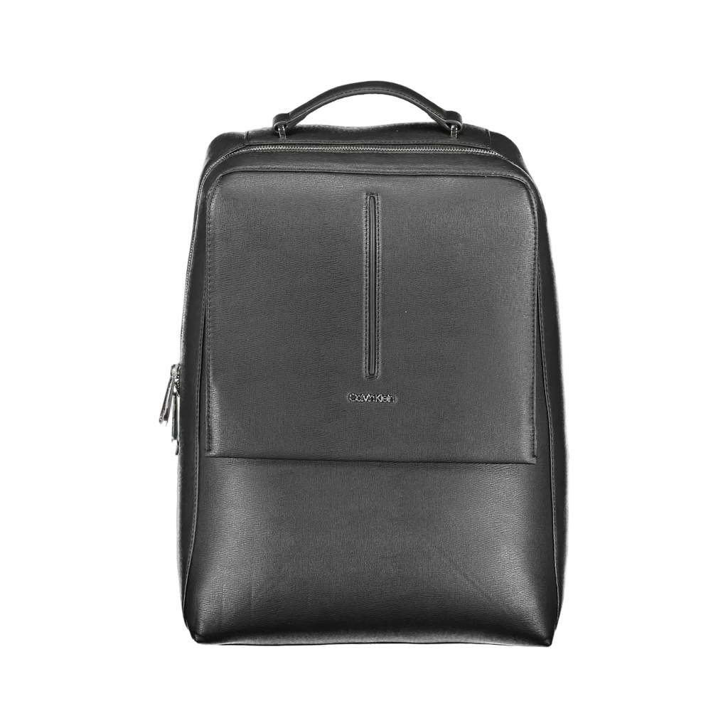 Black Polyester Men Backpack