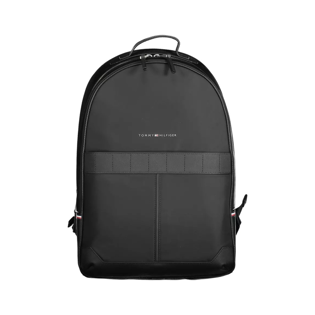 Black Polyester Men Backpack