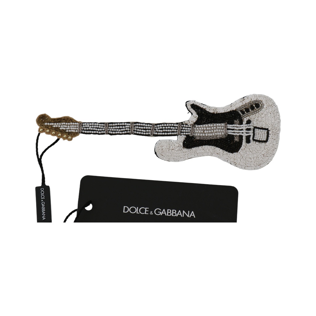 Gold Sequined Guitar Pin Brooch