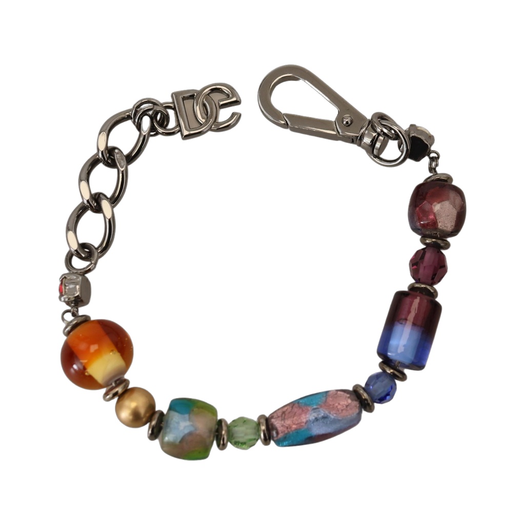 Multicolor Beaded Silver Chain Bracelet