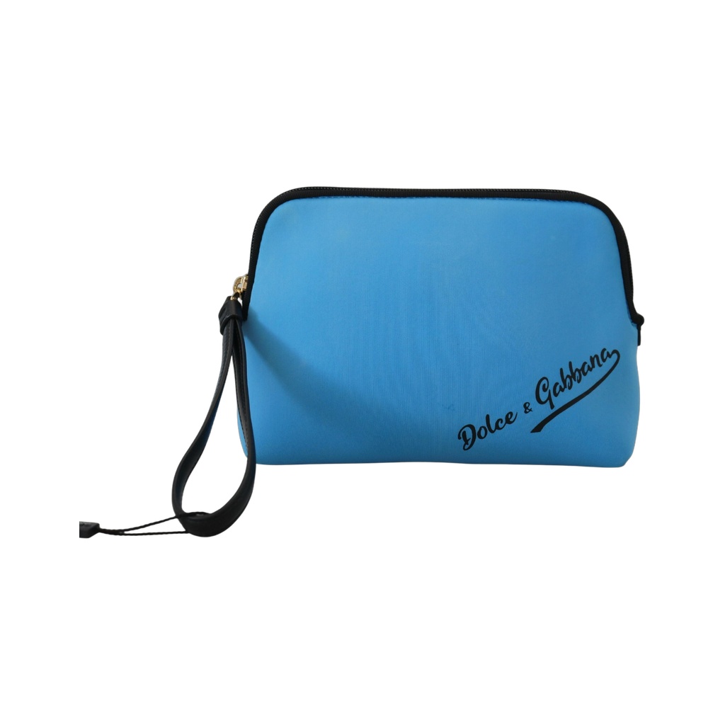 Elegant Blue Polyamide Pouch Bag