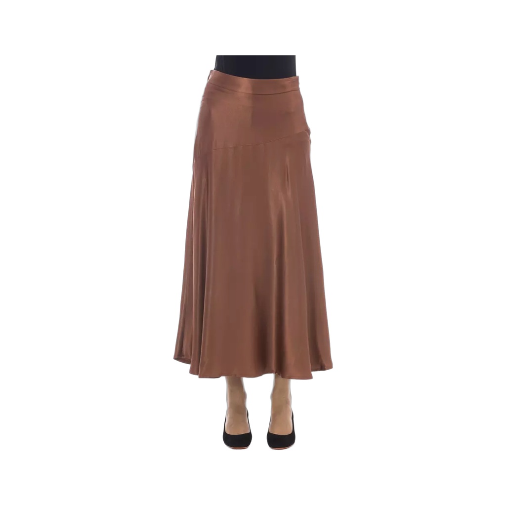 Brown Viscose Women Skirt