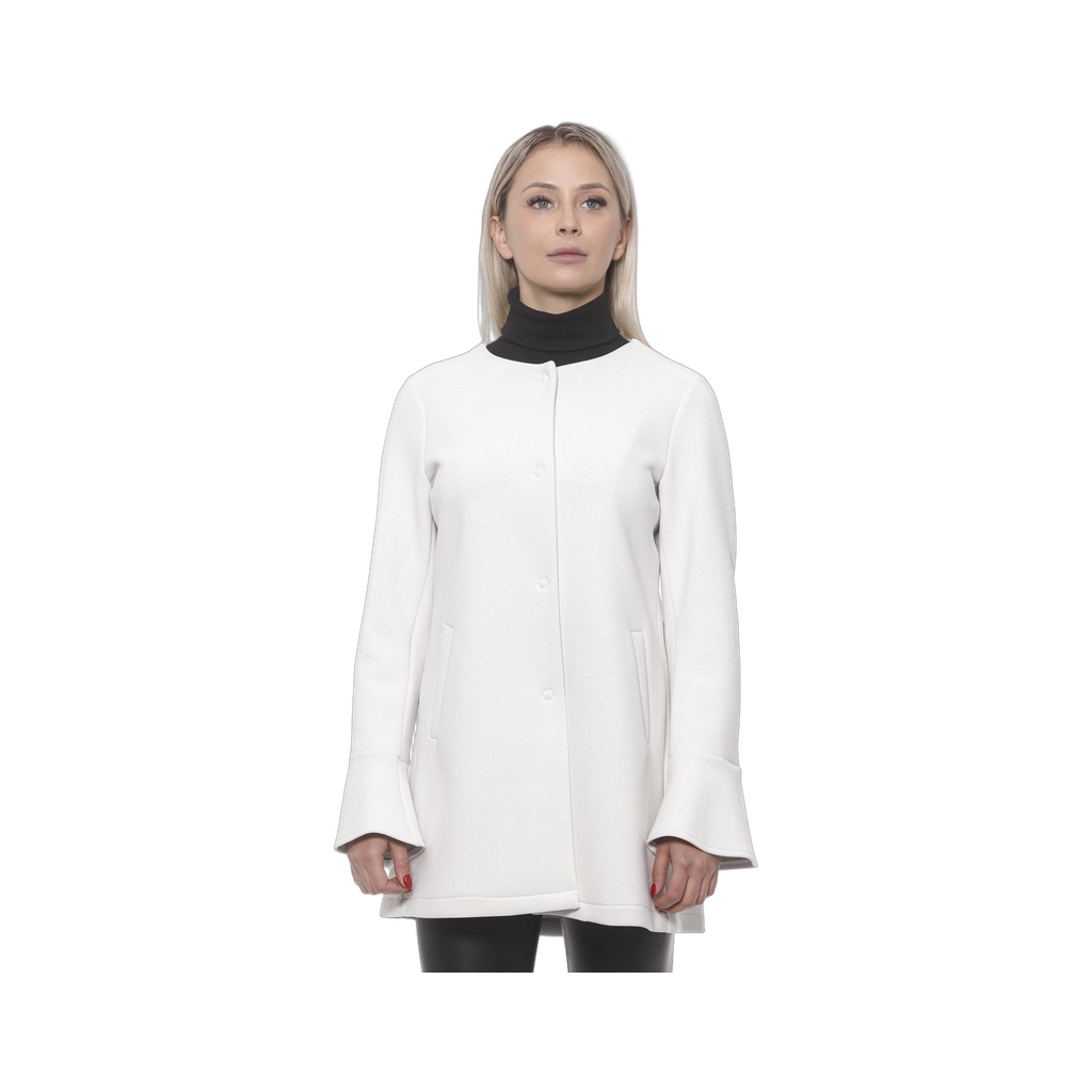 Elegant White Neoprene Woman Coat
