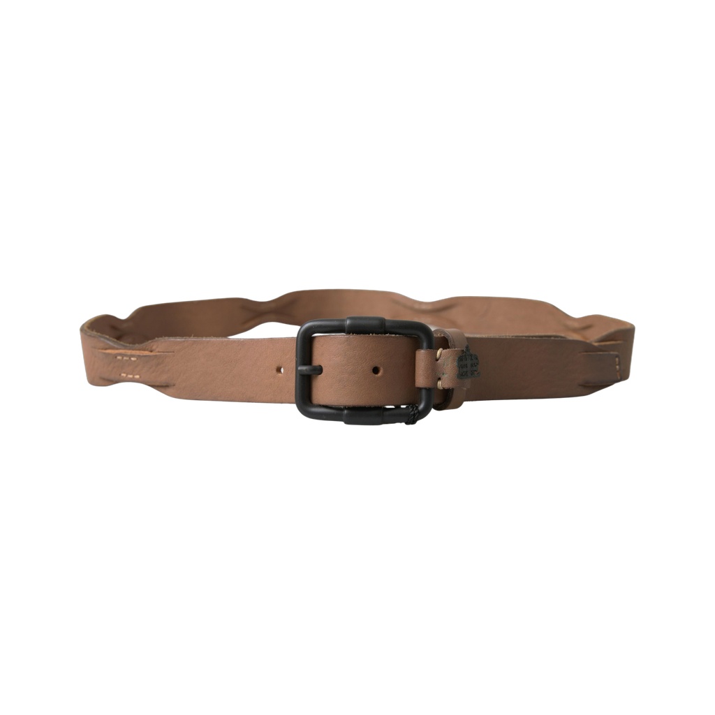 Brown Leather Metal Buckle Waist Men Belt
