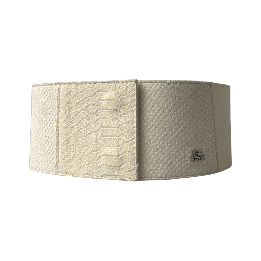 Off White Waxed Cotton Wide Fashion Waistband Belt