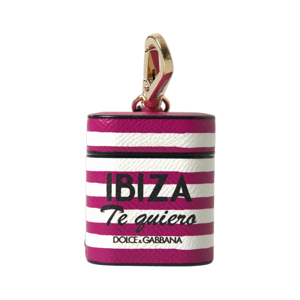 Fuchsia Dauphine Leather Logo Airpods Case