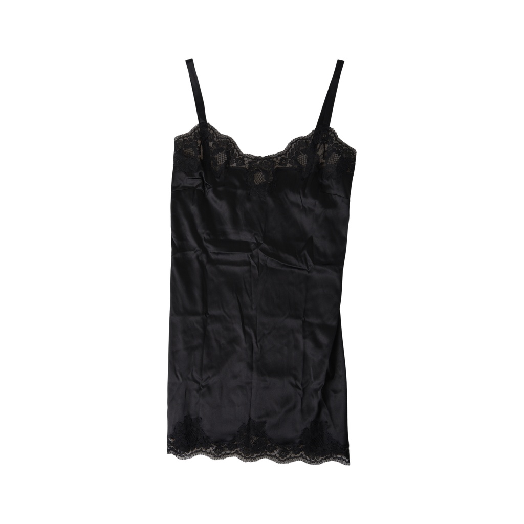 Black Lace Silk Sleepwear Camisole Top Underwear
