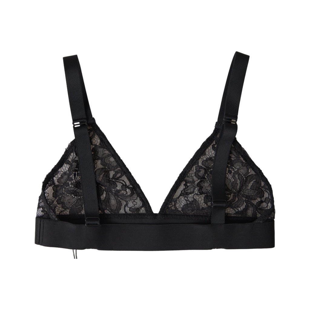 Black Floral Lace Nylon Stretch Bra Underwear