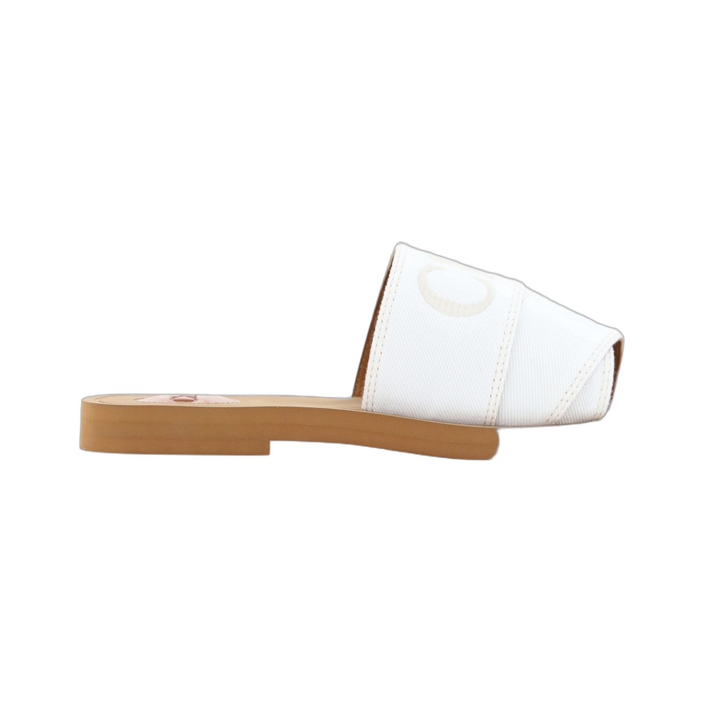 Elegant White Cotton Slide Sandals