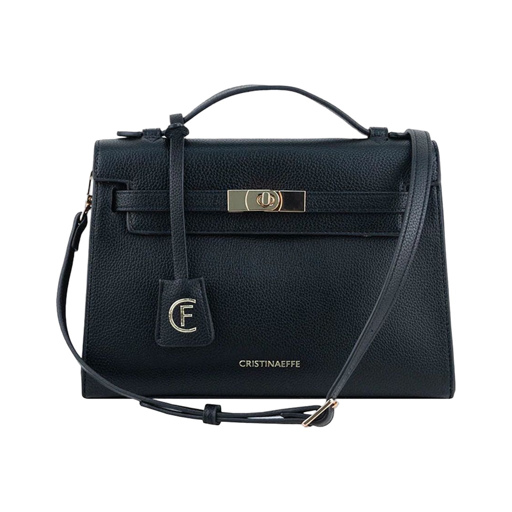 Black Artificial Leather Women Crossbody Bag