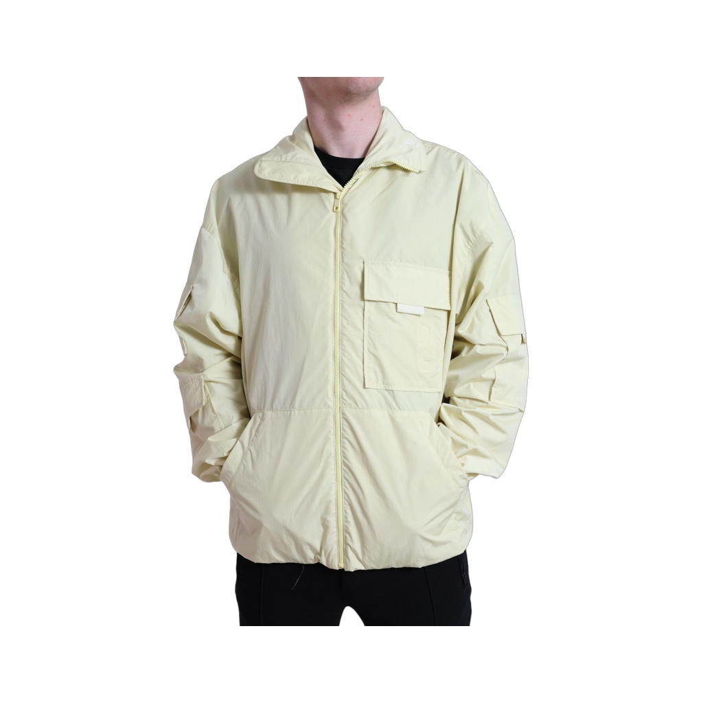 Yellow Nylon Collared Full Zip Parka Jacket