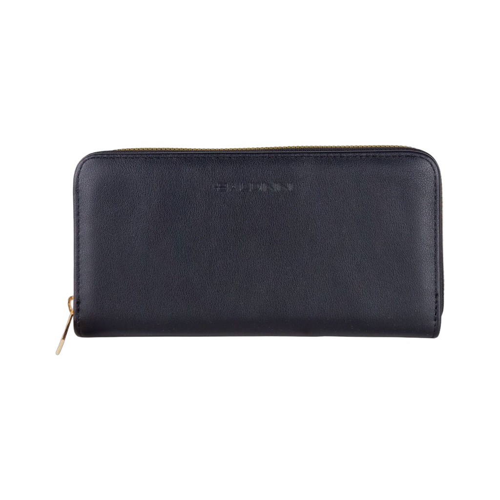 Chic Black Leather Zip Wallet