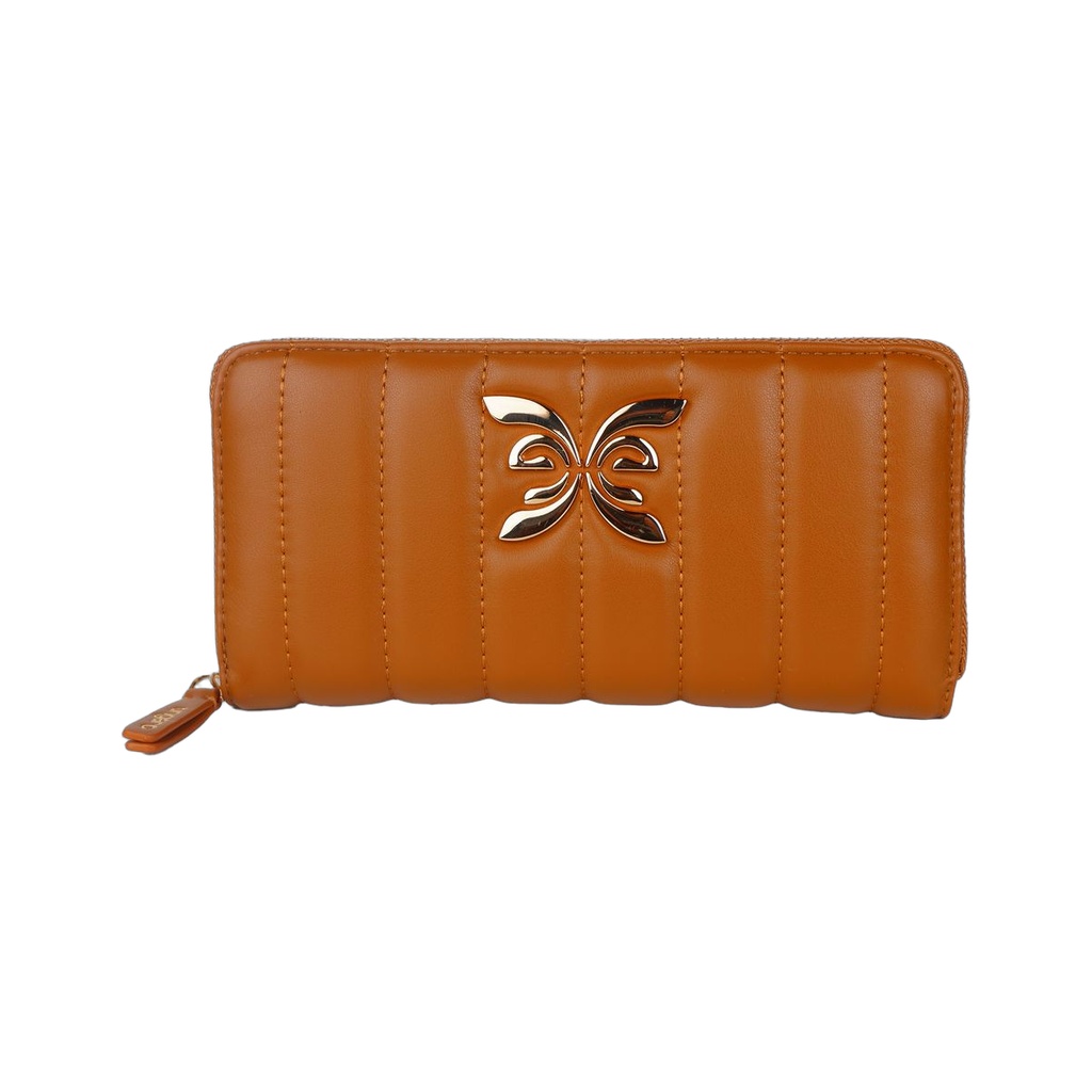 Chic Quilted Faux Leather Wallet in Brown