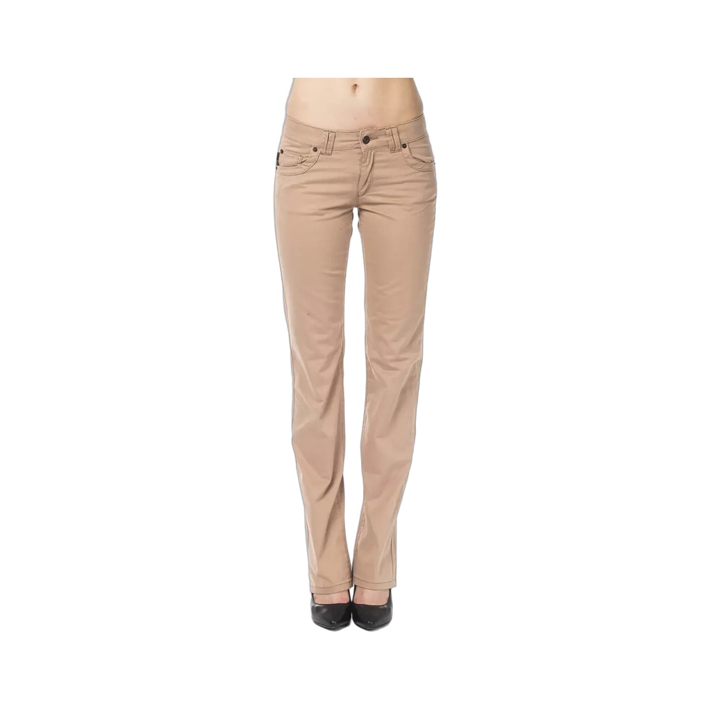 Beige Cotton Women Pant