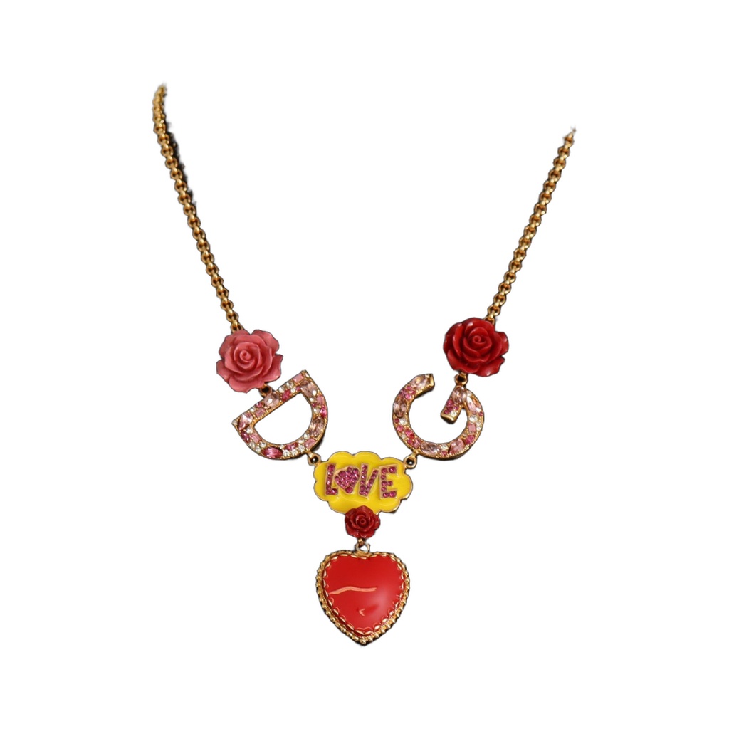 Glamorous Gold Crystal Charm Necklace