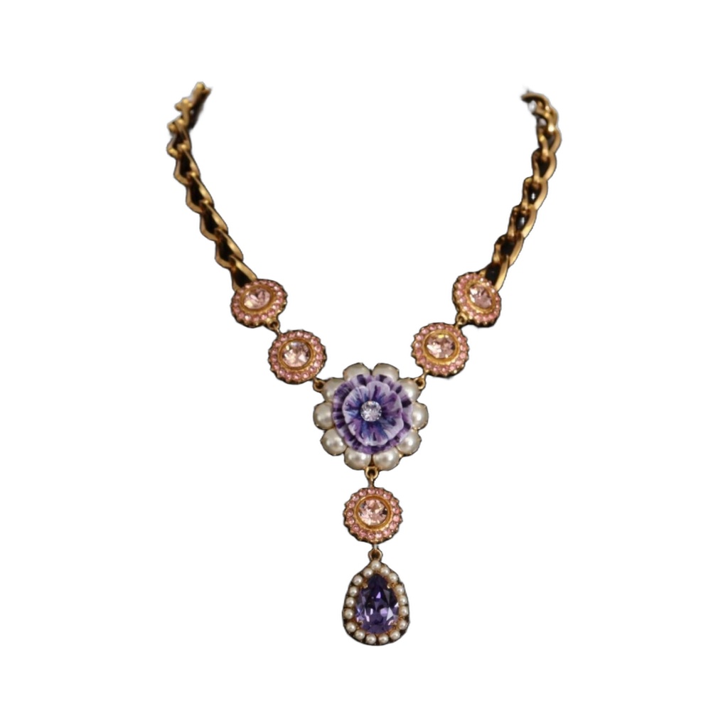 Elegant Floral Crystal Statement Necklace