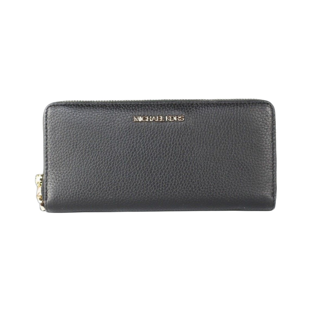 Jet Set Travel Large Black Pebble Leather Continental Wrist Wallet