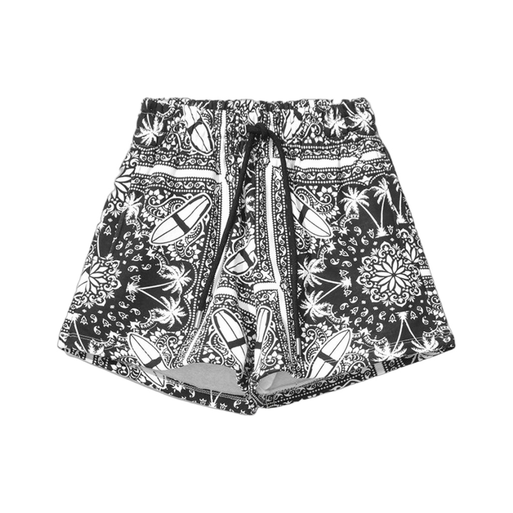 Chic Monochrome Palms Cotton Shorts